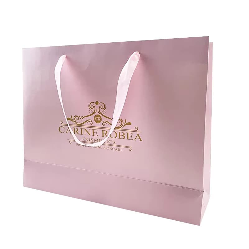 Paper bag custom wholesale luxury LOGO pink shoes boutique gift shopping paper cardboard packaging bag with handle
