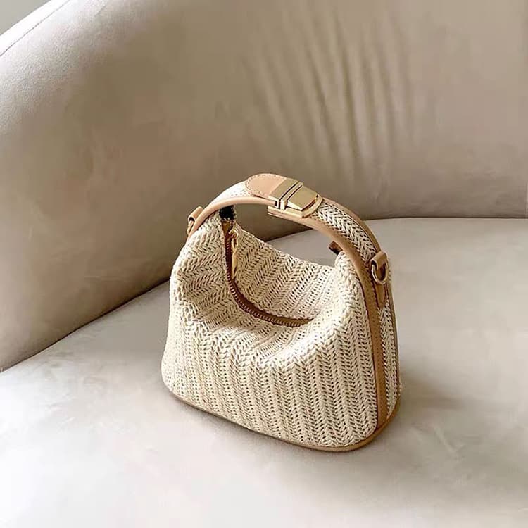 2025 New Summer Hand-Held Straw Bag Ins Versatile Shoulder Crossbody Bag Handbag Woven Bag for Women Ins Style