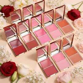 Processed and customized two-in-one blush, clear and natural blush palette, long-lasting brightening two-color palette multi-purpose blush cream