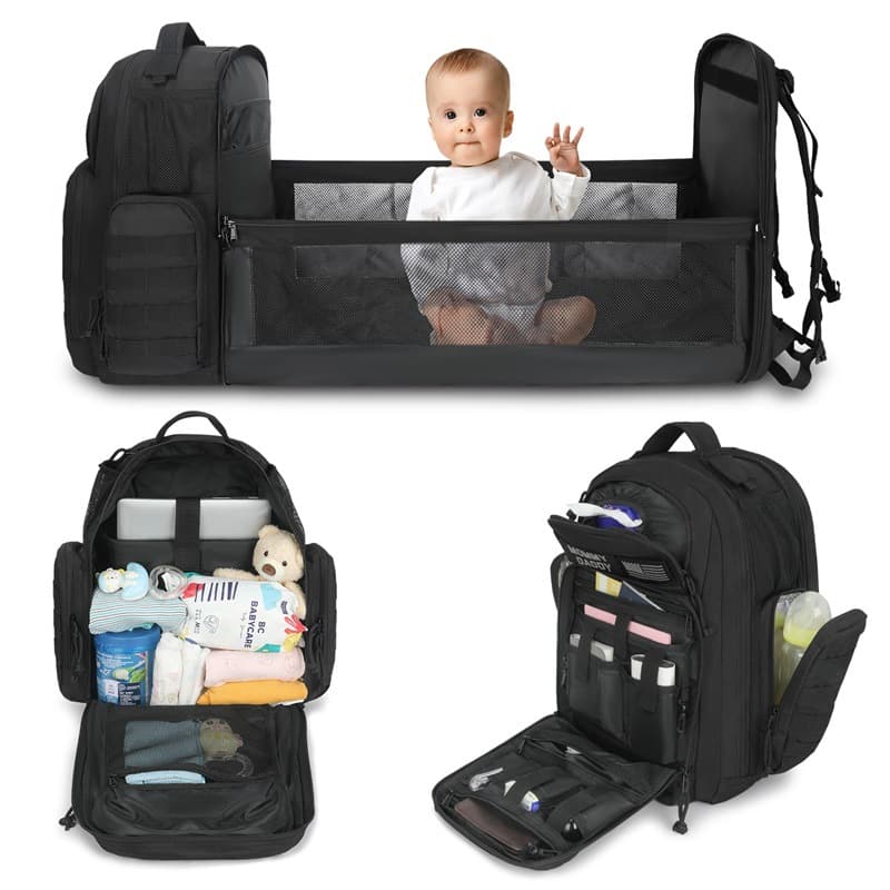 Custom Mom Bag 2-in-1 Multi-Functional Tactical Baby Cot Bag Storage for Baby and Maternity Supplies