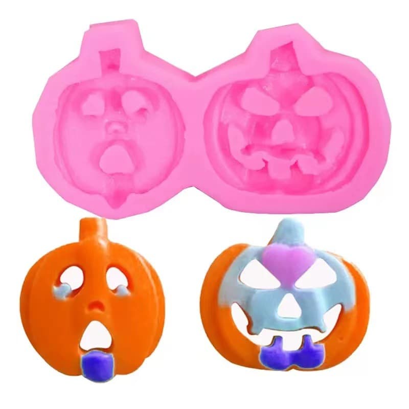 2-Piece Halloween Pumpkin Lantern Fondant Silicone Mold DIY Chocolate Cake Decoration Soap Plaster Resin Mold