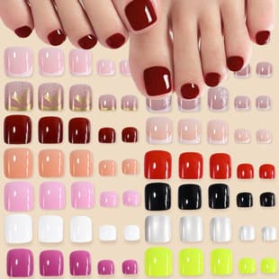 96-Piece Boxed Colorful Toenail Flowers Butterfly French Wearable Toenail Tips Toenail Art Tips Press-On Nails