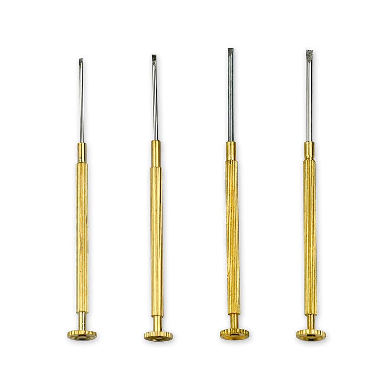 Export-quality gold flathead screwdriver, watch repair tool, small screwdriver, available in various sizes.