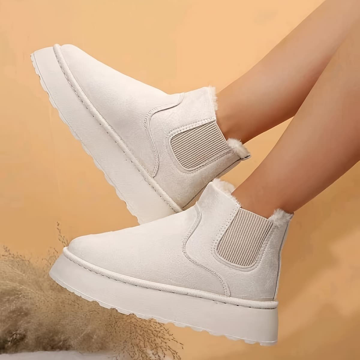 2025 Autumn/Winter New Women's Thick-Soled Snow Boots Cotton Shoes with Fleece Lining Round Toe Slip-On Cotton Boots Amazon