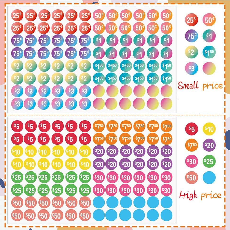 Garage Sale Price Sticker Prepriced Yard Sale Price Tag Yard Sale Flea Market Sticker