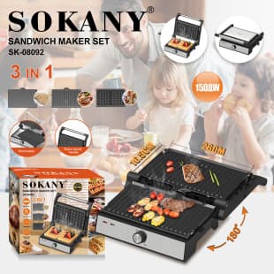 SOKANY08092 Steak Machine with Interchangeable Plates Breakfast Maker BBQ Bread Sandwich Maker GRILL MAKER