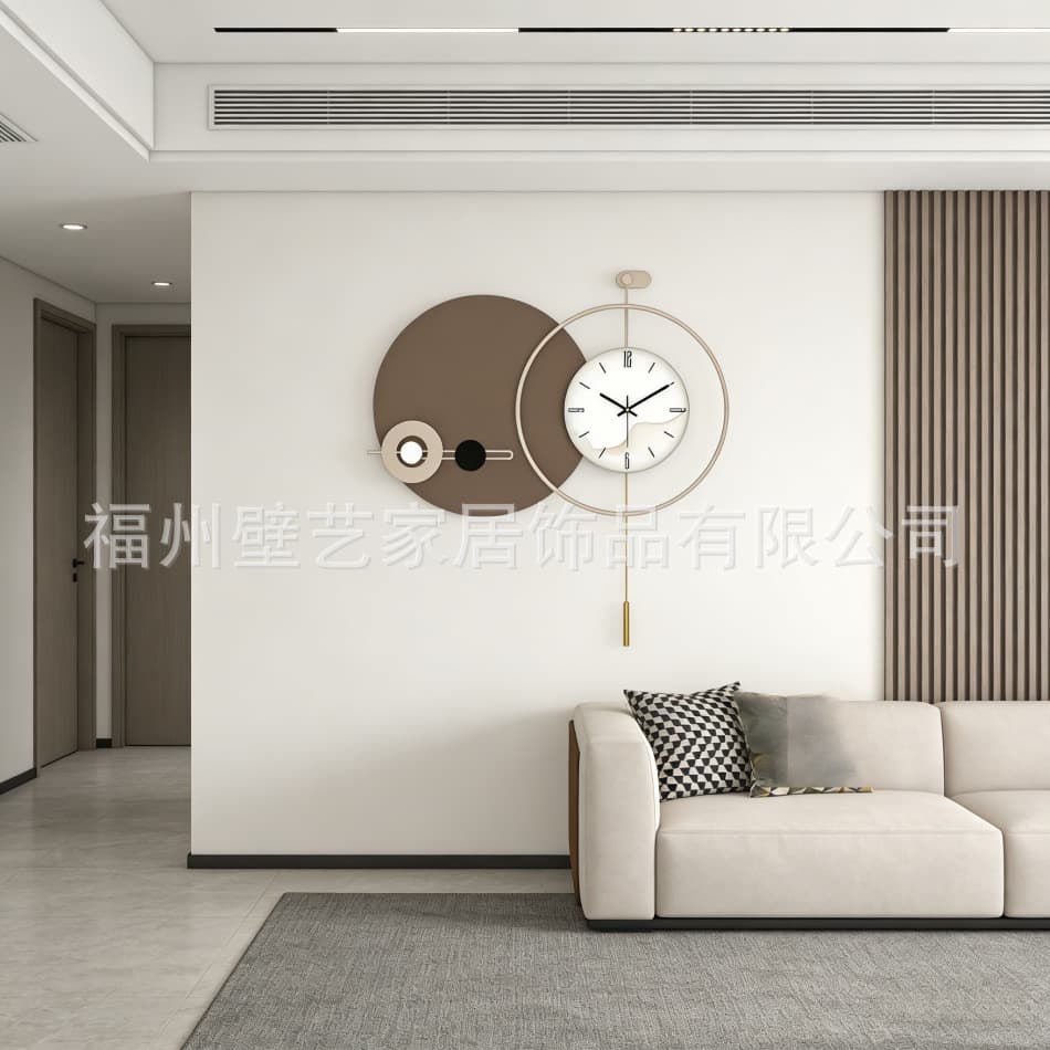 Nordic Light Luxury Geometric Iron Art Wall Clock, Silent Swinging Art Wall Clock for Living Room, Decorative Clock for Model Homes and Hotels