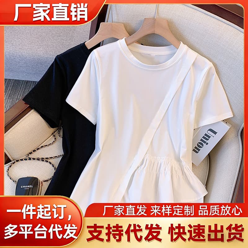 New Summer Loose and Chic Plus Size Women's Top, Fashionable Age-Defying Irregular Casual T-Shirt, Stylish Blouse