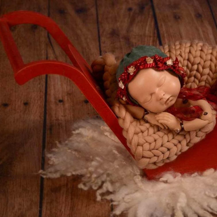 Newborn 100-Day Christmas Theme Photography Prop Sled Red Studio Children's Shooting Prop