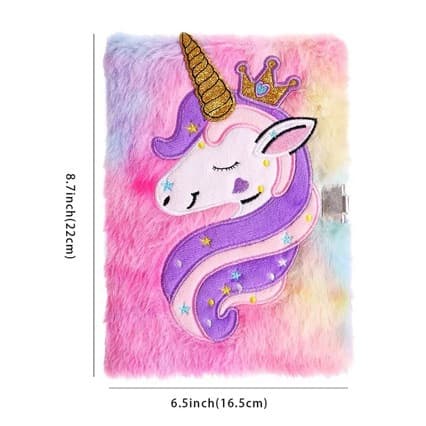 Children's plush lockable diary unicorn cartoon notebook girl student hand ledger kindergarten gift