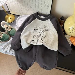 Children's Fall 2025 New Arrival Sweatshirt and Sweatpants Set for Boys and Girls, Cartoon Print, Toddler and Kids Two-Piece Set