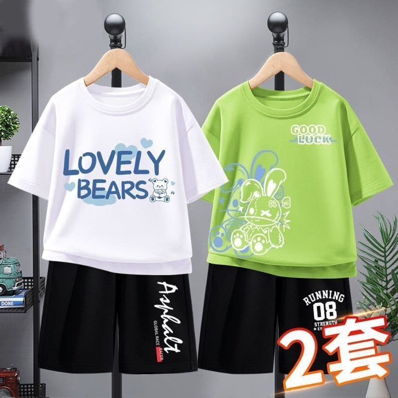 Boys' Summer Short-Sleeve Set 2026 New Style, Casual Sportswear for Older Kids, Cool & Trendy