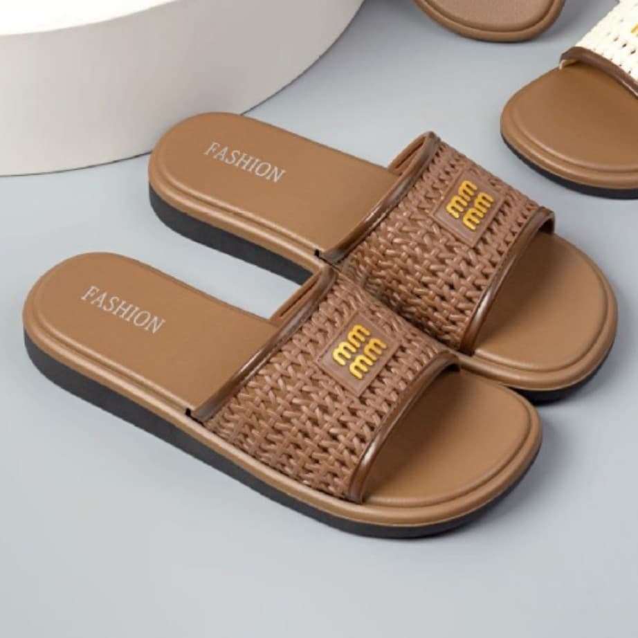 Women's Flat Slide Sandals, Simple New Style, Fashionable Versatile Outdoor Slippers, Anti-slip Lightweight Hollow Beach