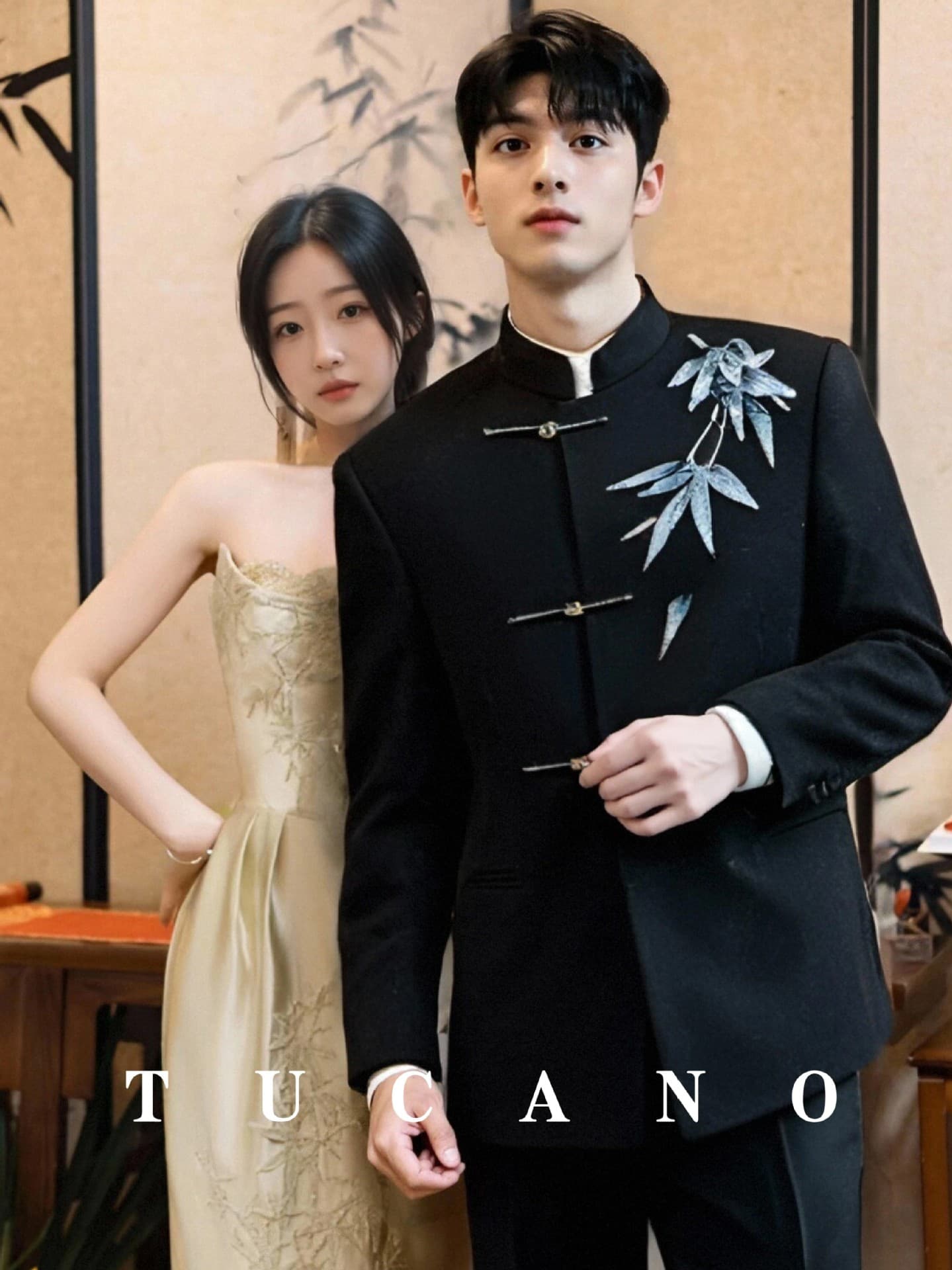 New Chinese Style Bamboo Embroidery Blazer for Men, Chinese-style Mandarin Collar Jacket with Airplane Button, High-end Tang Suit