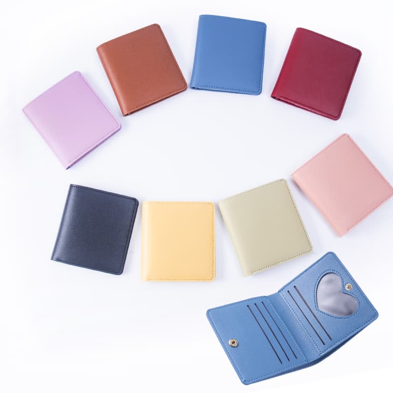 Amazon love small wallet solid color ultra-thin multi-card slot wallet pu two-fold wallet wholesale wallet for men