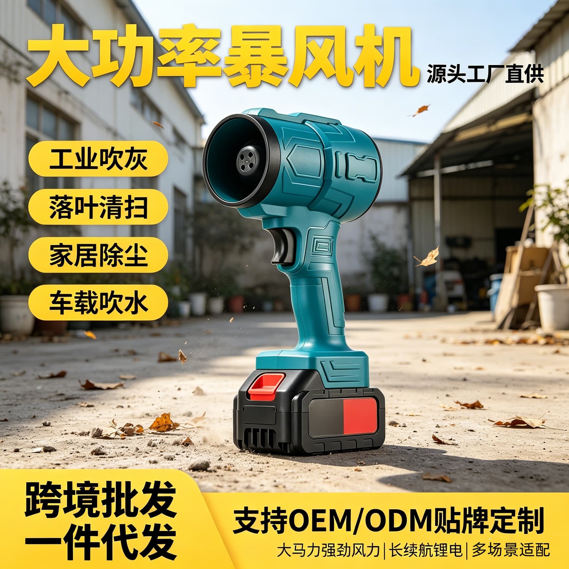Wireless High-Power Lithium Battery Leaf Blower Industrial Dust Blower Handheld Brushless Turbo Fan