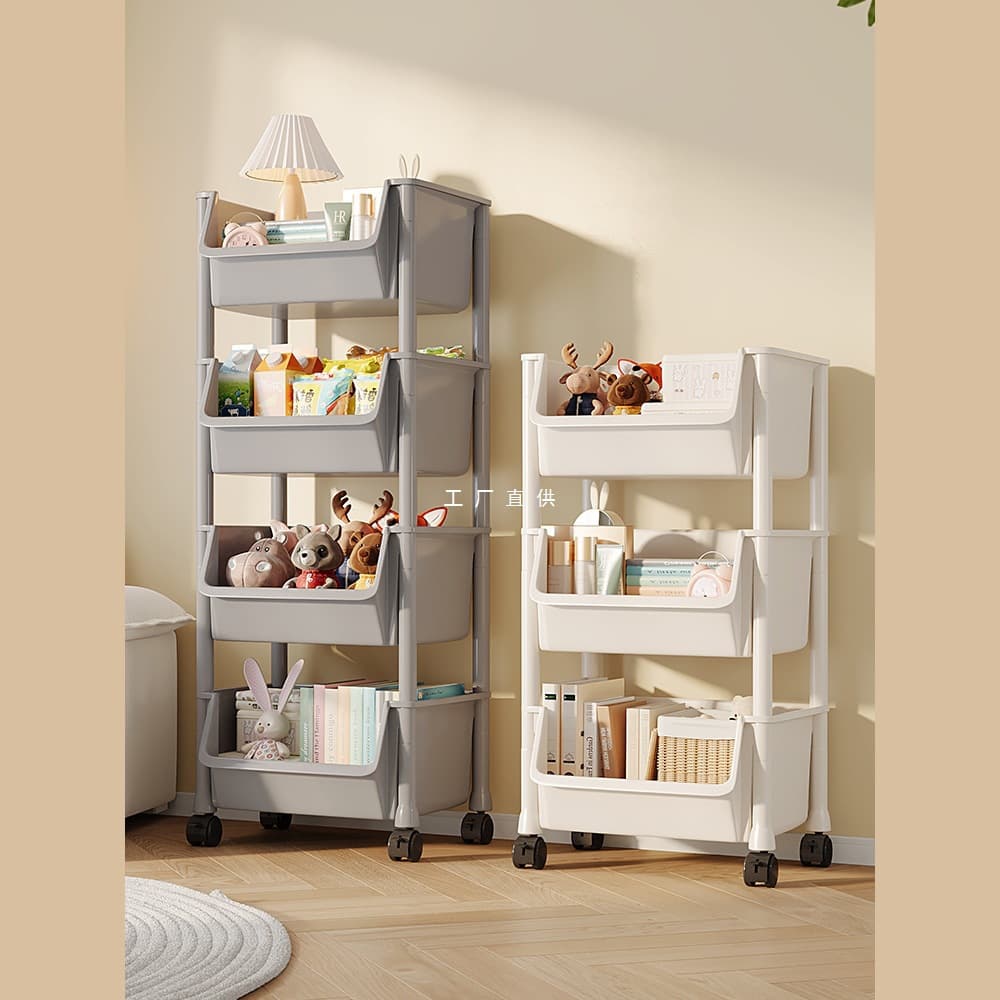 Floor Bookshelf Multi-layer Storage Bookcase Integrated Desk Mobile Living Room Small Cart