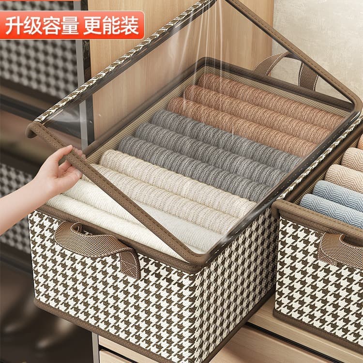 Clothing storage boxes, household wardrobe storage baskets, layered clothing and trousers organizers, fabric folding storage boxes.