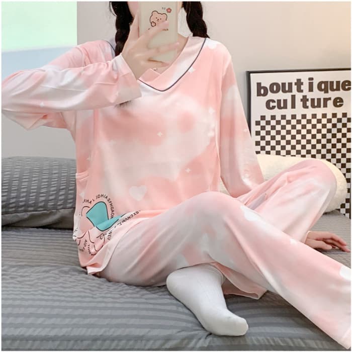 Maternity Long-Sleeve T-Shirt Postpartum Sleepwear Loose Spring Summer Autumn Breastfeeding Nursing Top Outerwear