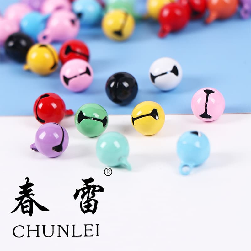 Korean-Style Painted 10mm Colored Small Bells, Accessory Keychain Charms, Straight Bells with Open Ends in Candy Colors