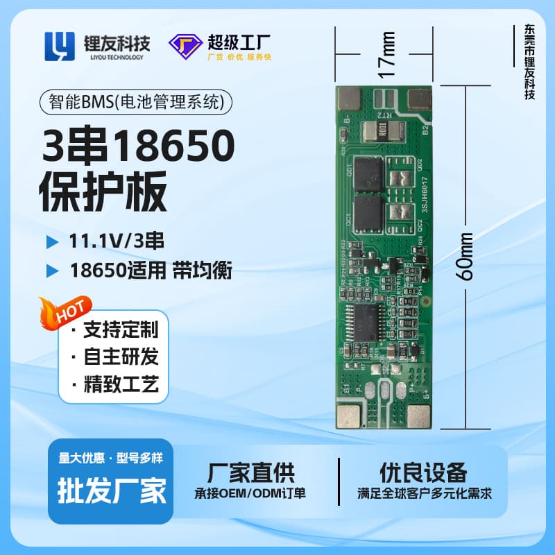 3S Protection Board 11.1V Li-ion/LiFePO4 Battery Manufacturer Wholesale 18650 Battery Holder