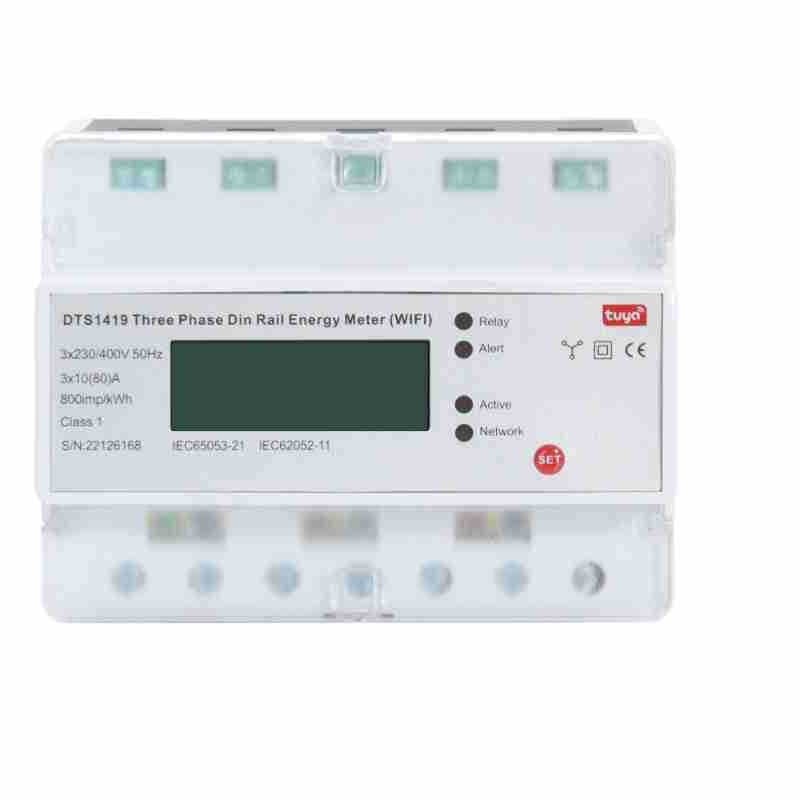 Tuya Smart Three-Phase Energy Meter WiFi Remote Prepaid Electricity Meter Rail-Mounted Rental House Power Meter with LCD Screen