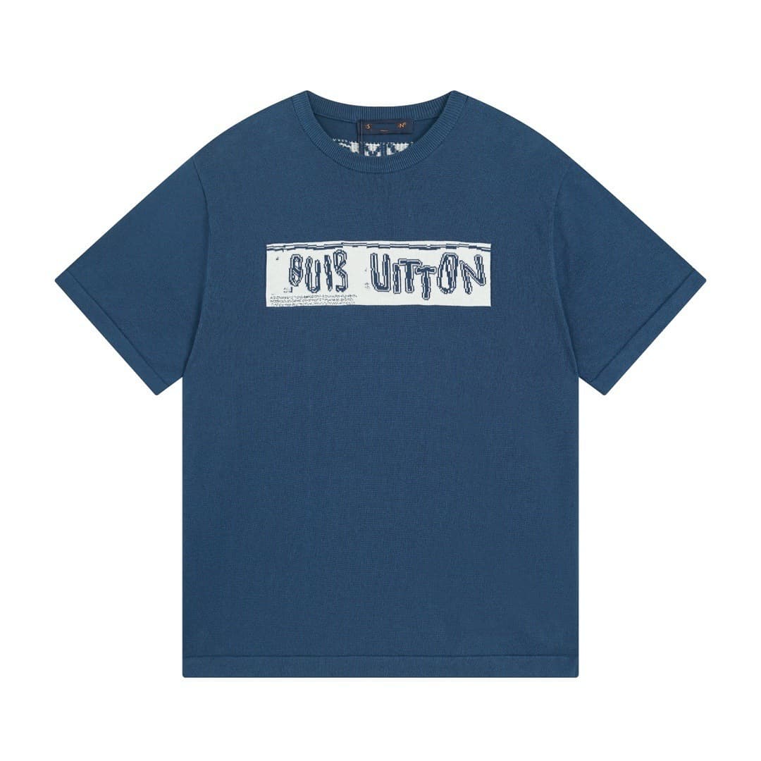 Cross-border High-End LV Gucci Knitted Polo Shirt 2025 New Letter Jacquard Embroidery Loose Short Sleeve T-Shirt