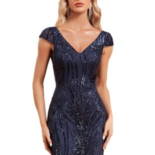 European and American cross-border green sequin mermaid evening gown for annual meeting, wedding, banquet, slim-fit floor-length dress