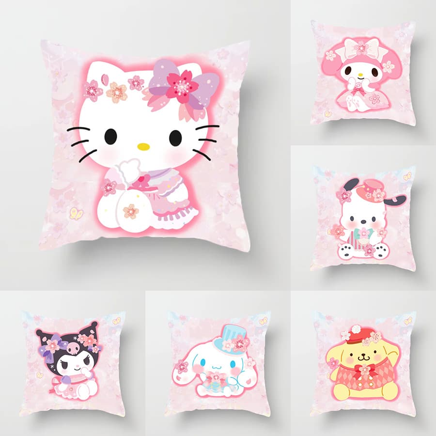Sanrio Cartoon Anime Cute Kuromi Pochacco Simple Pillowcase Sofa Backrest New Throw Pillow