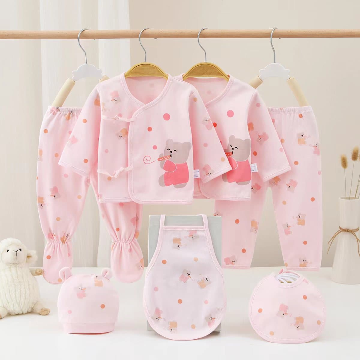 Baby 7-Piece Cotton Set Bodysuit Underwear Pants Newborn Baby Clothes for Boys Girls 0-3 Months