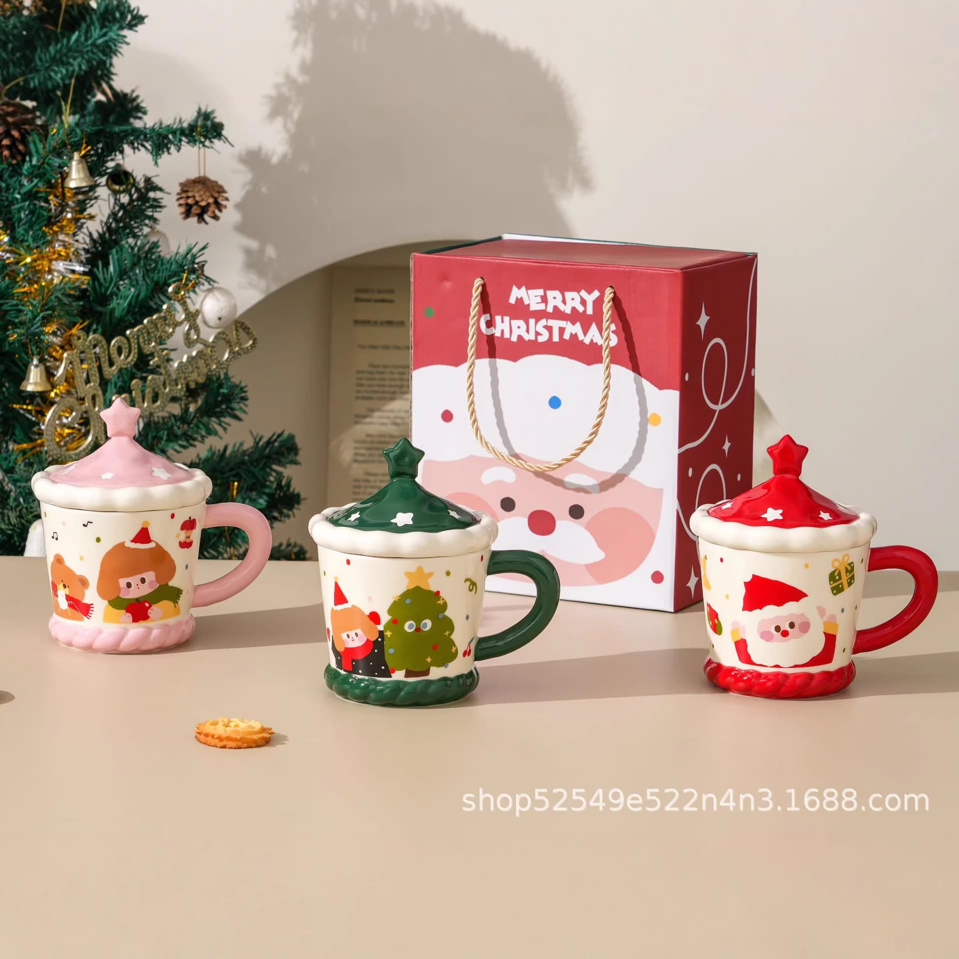 Cross-border Christmas Mug Creative Ceramic Mug Gift Water Cup Christmas Gift Cup Couple Cartoon Cup