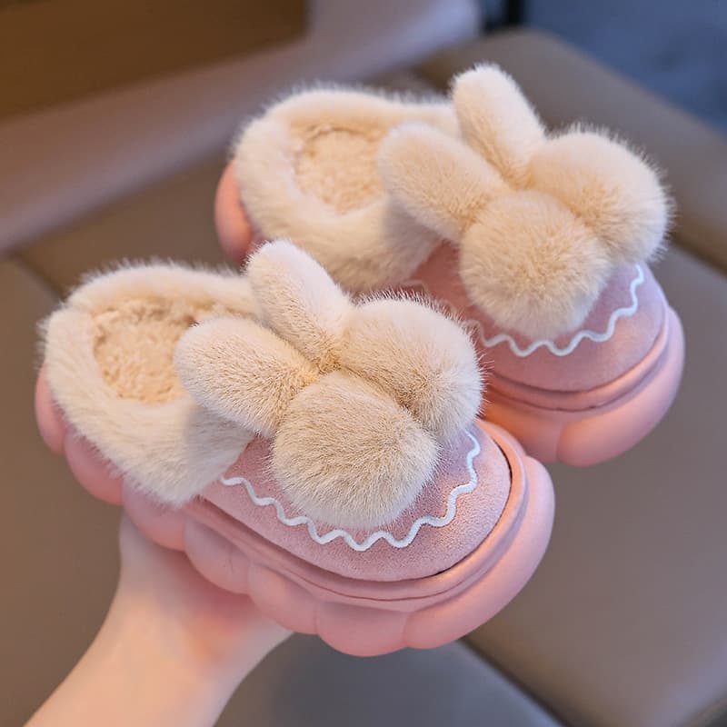 Children's Cotton Slippers, Winter Boys/Girls Indoor Cartoon Plush Cotton Shoes Non-Slip Baby Infant Home Parent-Child Shoes