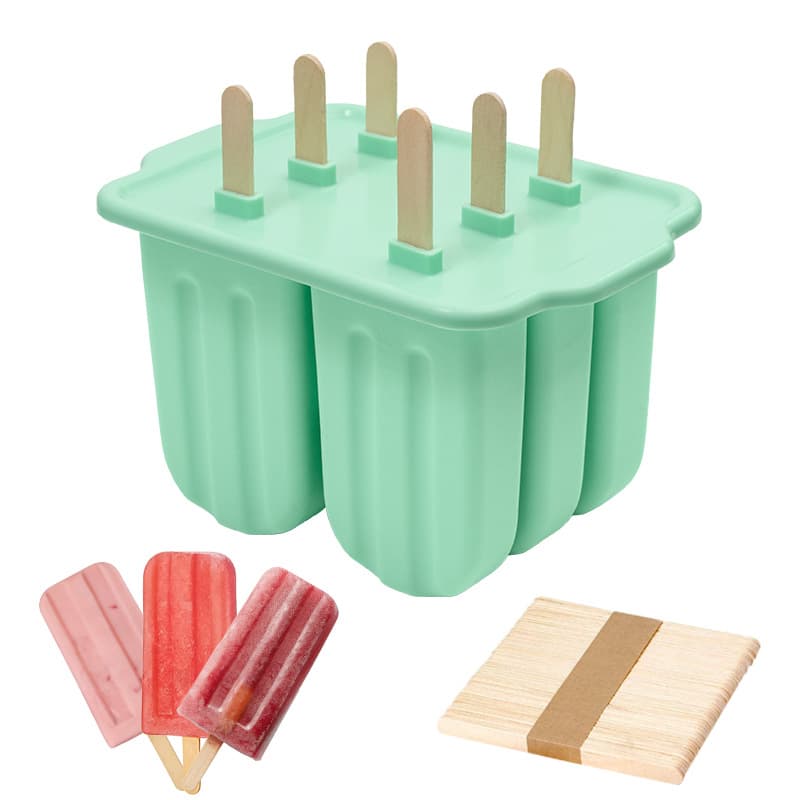 Best-selling 6-cavity popsicle mold, easy-release silicone ice pop mold, ice cream mold with lid