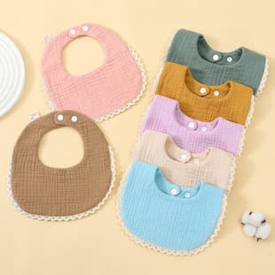 Baby Six-Layer Crepe Drool Bib Square Towel Children's Lace Handkerchief Baby Face Towel Breathable Mouth Wipe Towel Wholesale