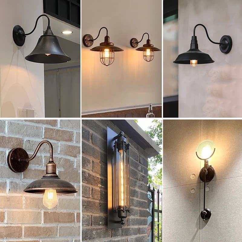 Loft Retro Industrial Outdoor Wall Light, American Style Minimalist Iron Wall Lamp for Corridor, Warehouse, Balcony, Restaurant