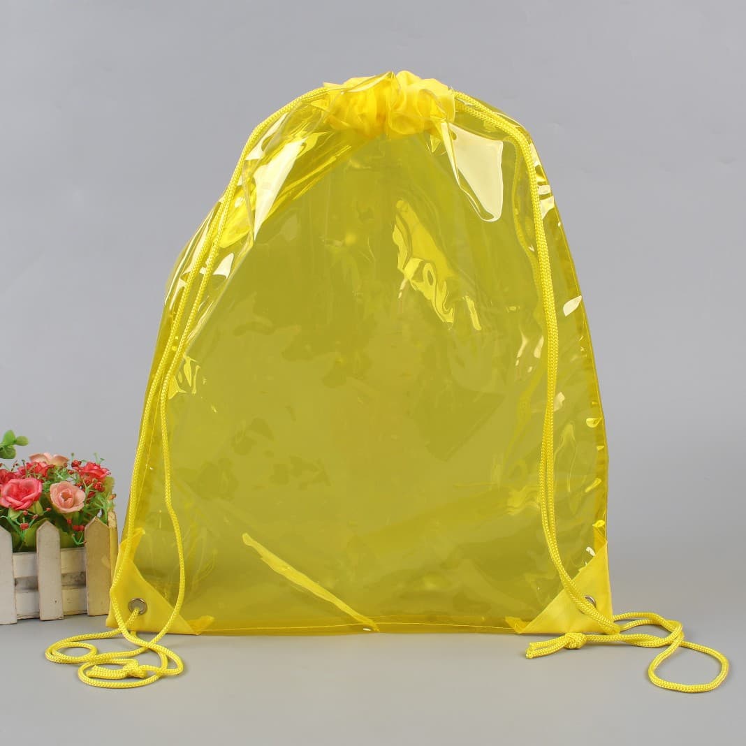 PVC transparent jelly drawstring backpack, storage drawstring bag, beach seaside storage toiletry bag