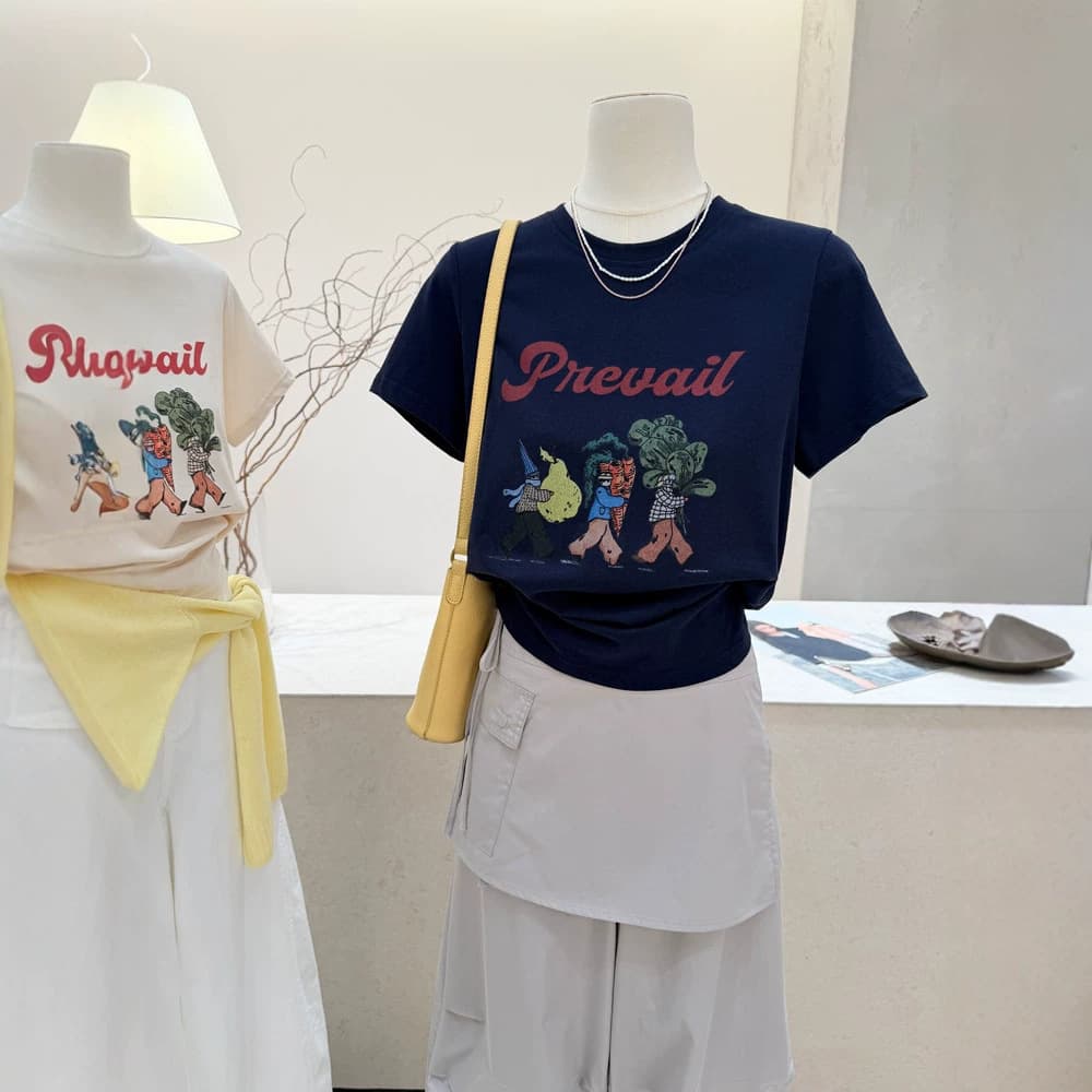 Self-made! Korean Cartoon Print Short Sleeve T-Shirt for Women, Round Neck, Slim Fit, Casual Crop Top