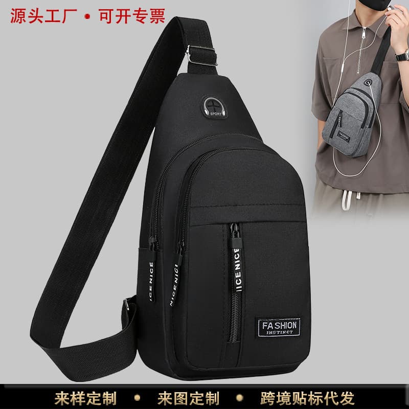2024 New Cross-border Men's Oxford Fabric Chest Bag Multi-functional Sports Outdoor Casual Shoulder Backpack Sling Bag