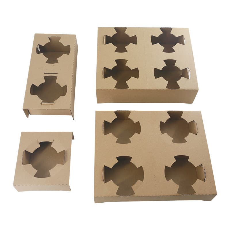 Factory Wholesale Two-Cup Holders for Takeout Packing, Bubble Tea Base Holders, Disposable Separable Paper Holders, Four-Holder Thick Custom Options