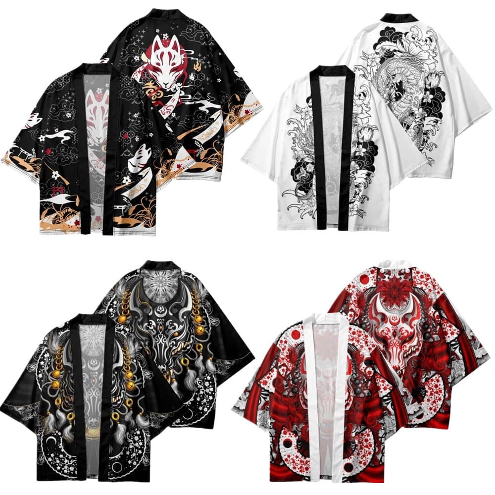 Cross-border TEMU best-selling fox mask cloak, Chinese style trendy fortune cat, ancient beauty cardigan, kimono, and Taoist robe.