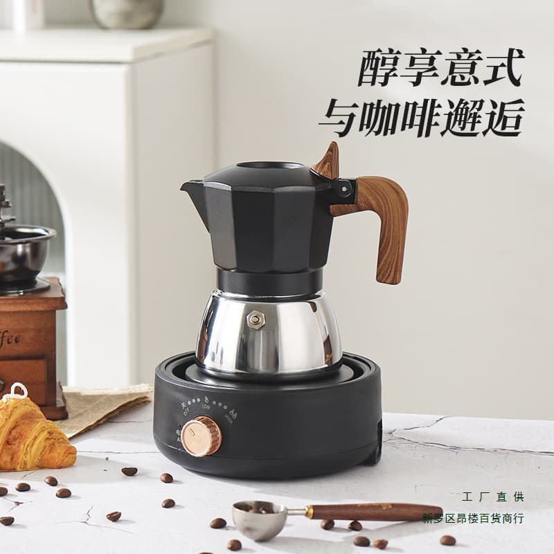 Dual Valve Italian Stainless Steel Moka Pot, Small Home Espresso Maker, Outdoor Stainless Steel Coffee Machine, Hand Pour Pot