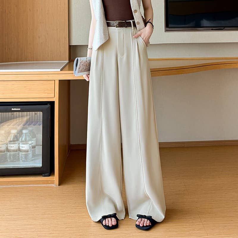 High-Waisted Drapey Suit Casual Pants for Women, 2026 Summer New Style, Sun-Protective Ice Silk Wide-Leg Straight Thin Cool Pants