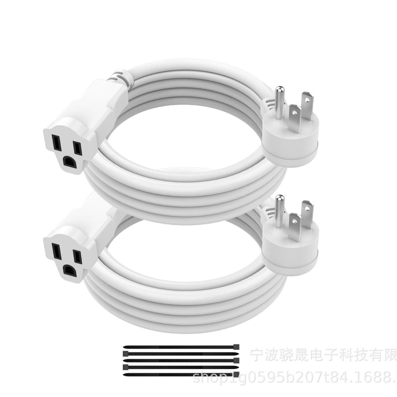 Two sets of power extension cords, three-pin electric extension cord single socket protector, heavy-duty waterproof, indoor and outdoor