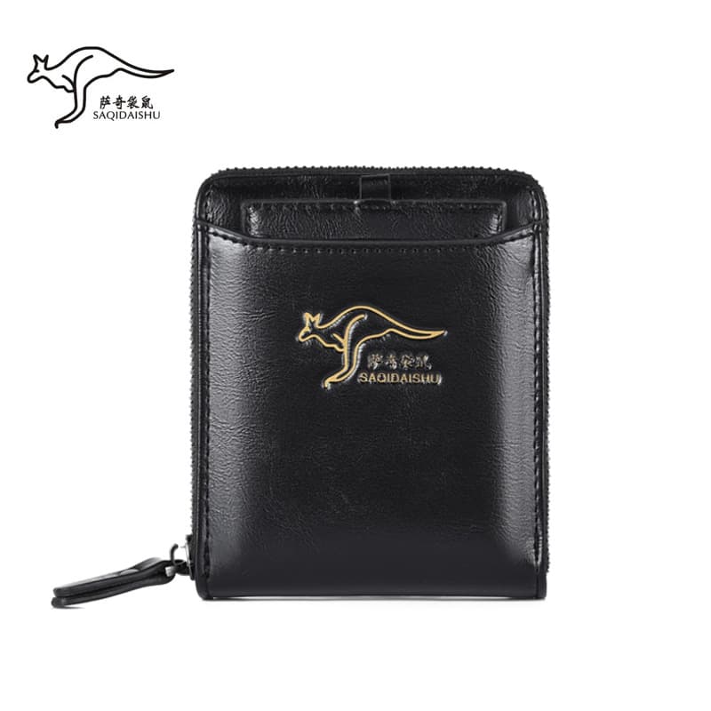 Saqi Kangaroo New Men's PU Leather Short Wallet Business Multi-Card Slot Anti-Theft Wallet Dropshipping