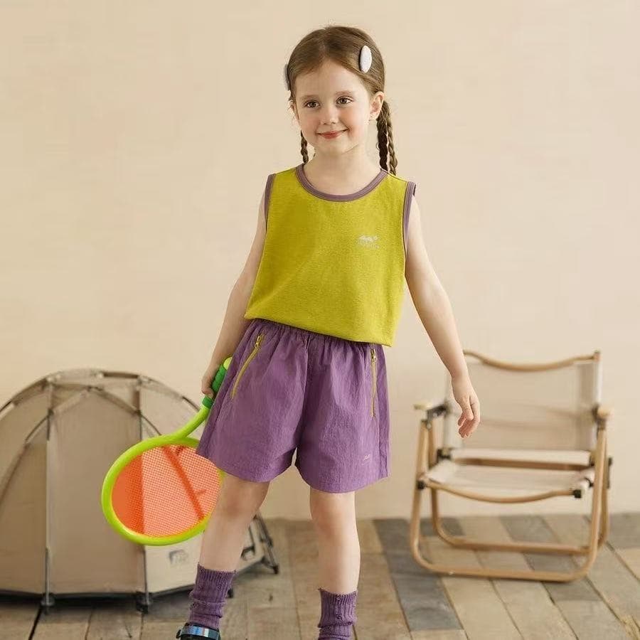 Boys and girls casual sports suits summer new sleeveless vest shorts fashionable two-piece set moisture-absorbent and quick-drying