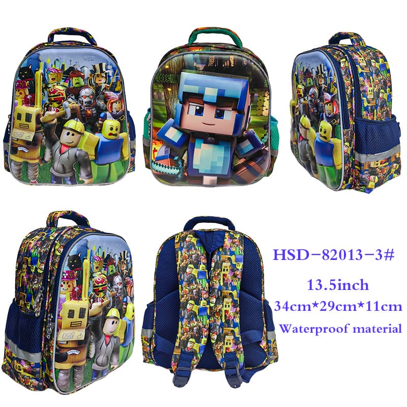 Minecraft Roblox Game Peripheral 3D Cross-border Student Backpack, Supports One-piece Manufacturer Cross-border Wholesale