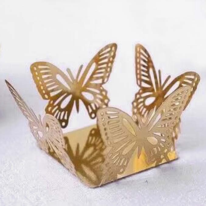 Double-sided gold imitation metal laser hollow chocolate paper lace holiday party butterfly candy decoration box manufacturer
