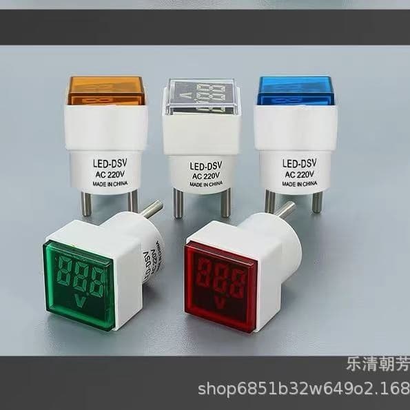 European Standard Plug-Type Household Digital AC Voltage Meter Universal Square Indicator Light Dustproof Base AC220V/230V