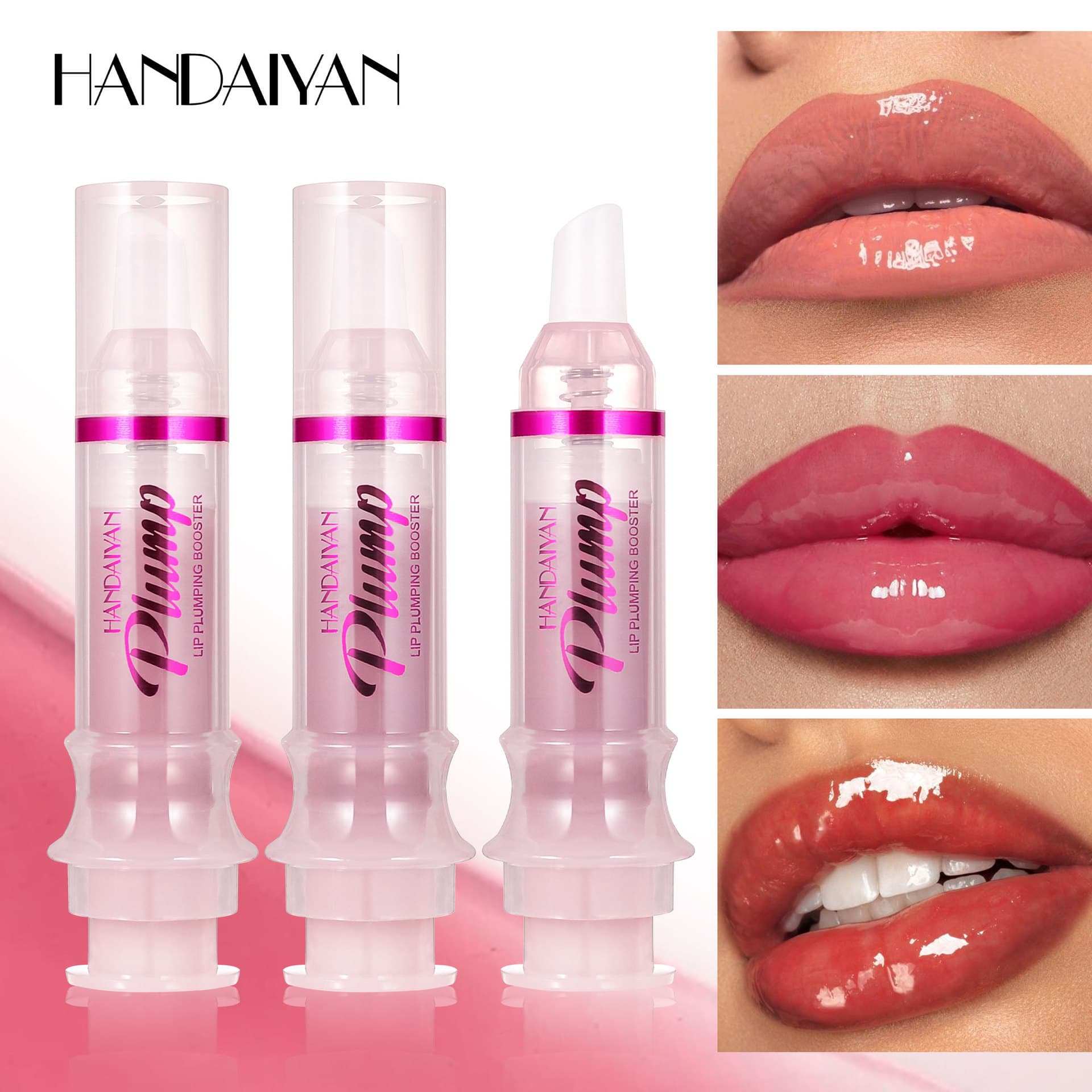 Cross-border Syringe Lip Plumper Lip Gloss Handaiyan Long-lasting Moisturizing Nourishing Lip Oil Plump Lip Gloss
