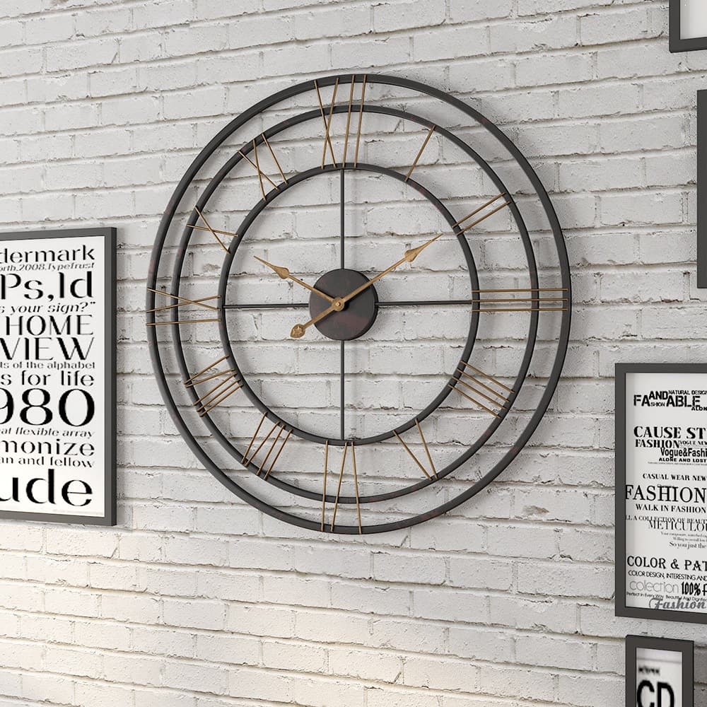 Amazon Hot Selling European Creative Iron Clock Home Living Room Clock Metal Round Wall Clock Wholesale